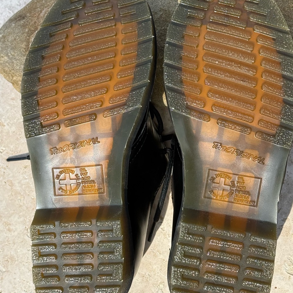 Dr. Martens Black Leather Oxfords with Yellow Stitching - Picture 6 of 8